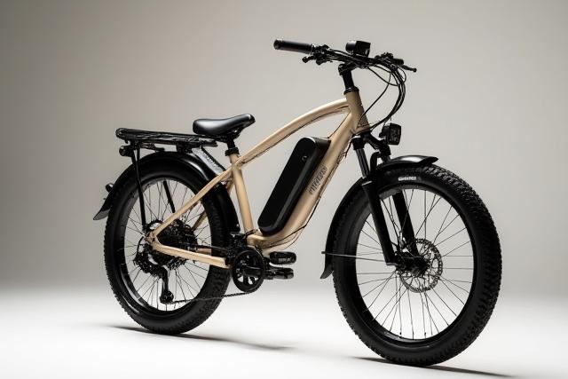 Custom-built electric bike with unique components on display
